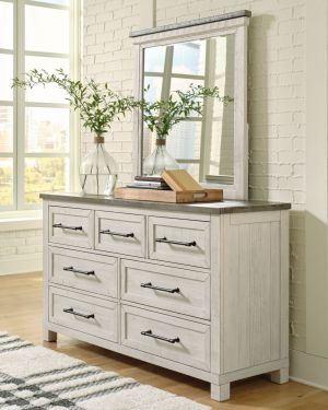 Brewgan – Antique White – 8 Pc. – Dresser, Mirror, Chest, King Panel Storage Bed, 2 Nightstands
