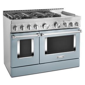 KitchenAid 48” Smart Commercial-Style Gas Range With Griddle – Misty Blue