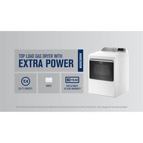 Smart Top Load Gas Dryer With Extra Power Button – 7.4 Cubic Feet