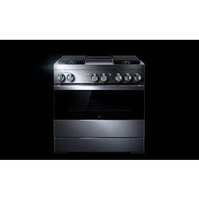 Noir 36″ Dual-Fuel Professional-Style Range With Chrome-Infused Griddle And Steam Assist