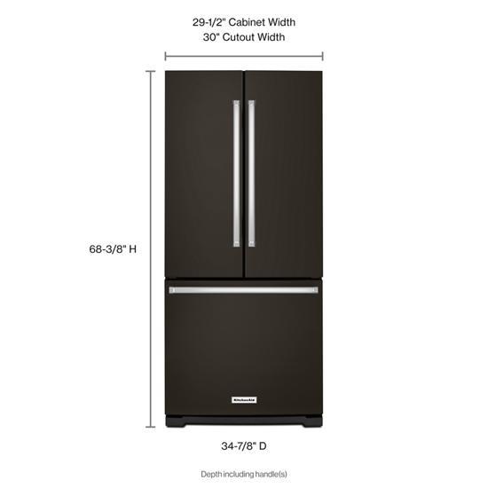 20 Cubic Feet 30″ Width Standard Depth French Door Refrigerator With Interior Dispense – Black