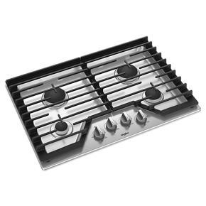 30″ Gas Cooktop With EZ-2-Lift Hinged Cast-Iron Grates – Stainless Steel