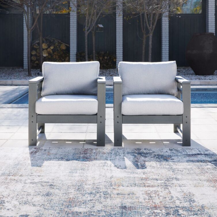 Amora – Charcoal Gray – Lounge Chair W/Cushion (Set of 2)