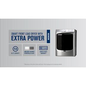 Smart Front Load Gas Dryer With Extra Power And Advanced Moisture Sensing Plus – 7.3 Cubic Feet – Metallic Slate