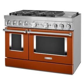 KitchenAid 48” Smart Commercial-Style Dual Fuel Range With Griddle – Scorched Orange