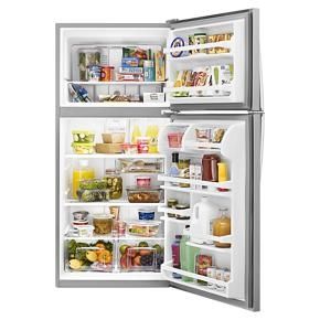 30″ Wide Top Freezer Refrigerator – 18 Cubic Feet – Monochromatic Stainless Steel