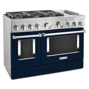 KitchenAid 48” Smart Commercial-Style Dual Fuel Range With Griddle – Ink Blue